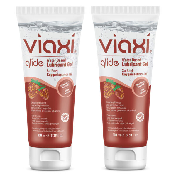 Viaxi_Cilekli_Kayganlastirici_2li Viaxi Çilekli Kayganlaştırıcı Jel 100 ml.