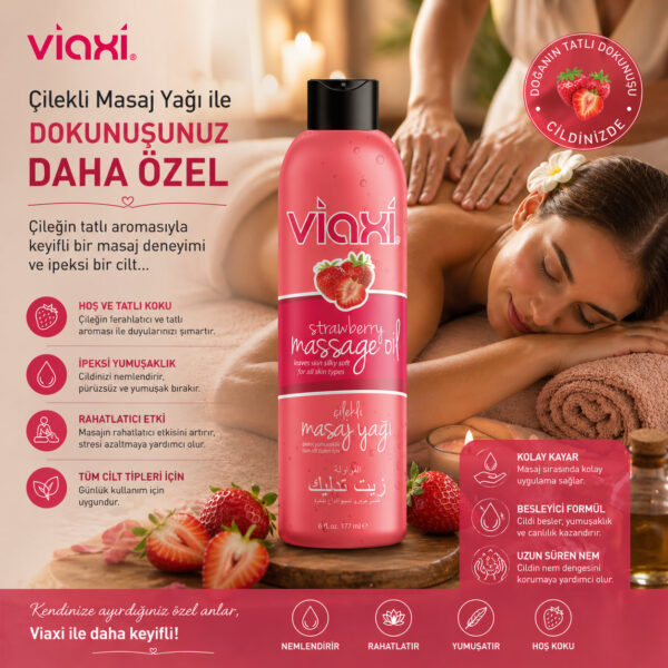 Viaxi Masaj Yağı Çilek Aromalı 177 ml.