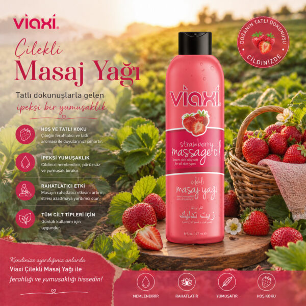 Viaxi Masaj Yağı Çilek Aromalı 177 ml.