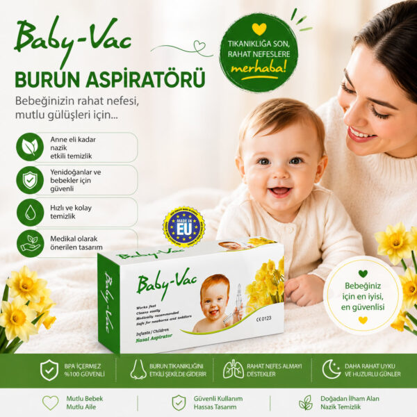 Baby-Vac Burun Aspiratörü, Elektrik Süpürgesi İle Çalışır.