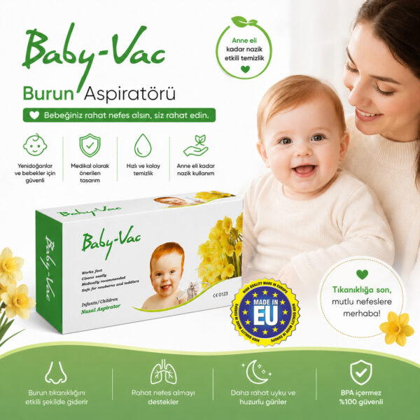 Baby-Vac Burun Aspiratörü, Elektrik Süpürgesi İle Çalışır.