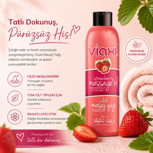 Viaxi Masaj Yağı Çilek Aromalı 177 ml.