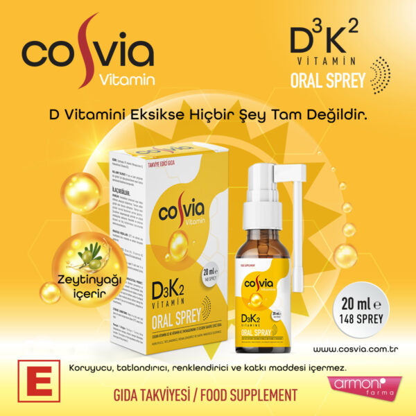 cosvia Cosvia Vitamin D3-K2 (Menaquinone-7) Oral Sprey 20 ml.