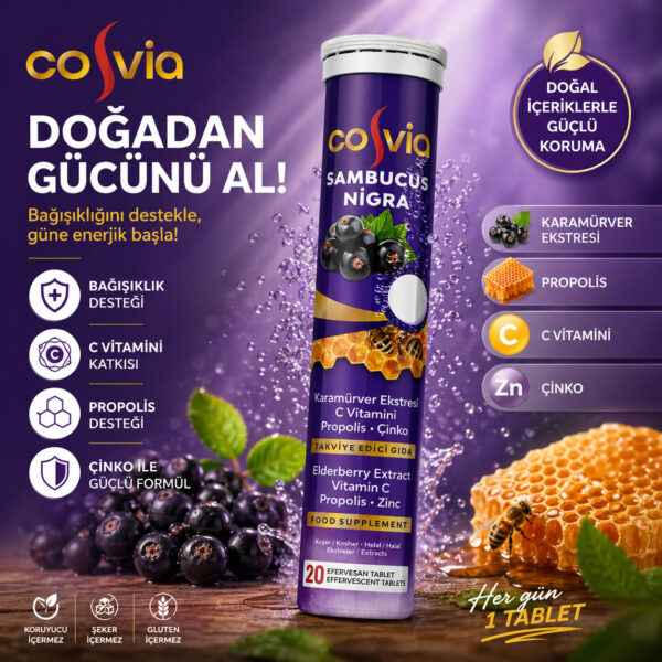 Cosvia Sambucus Nigra 20 Efervesan Tablet | Bağışıklık Destekleyici Takviye